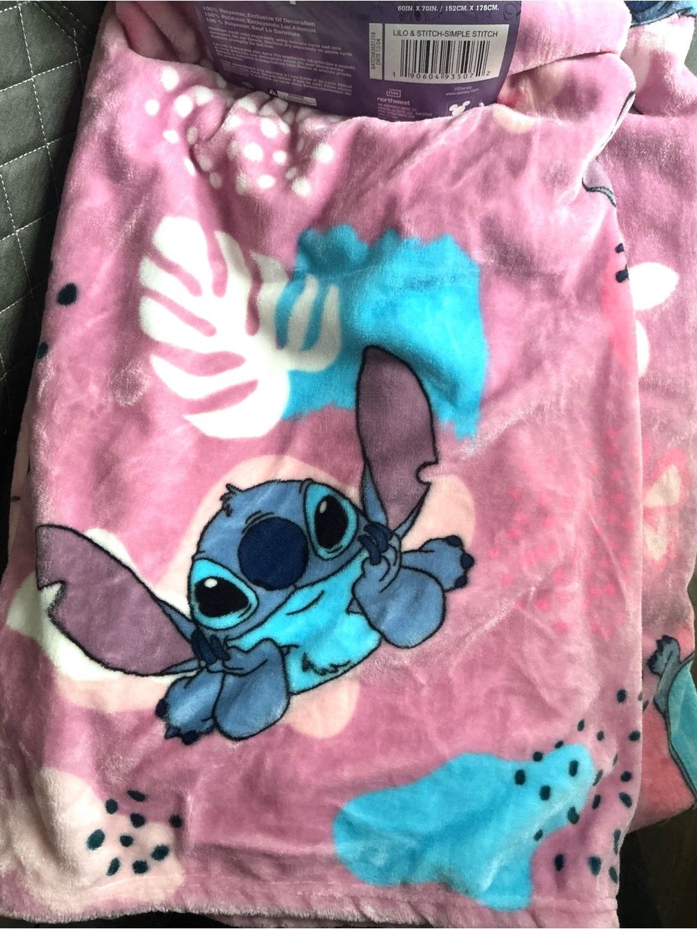Disney Pink and Blue Stitch Cloud Throw Blanket